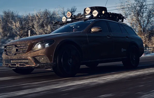HDR, Mercedes, Benz, Winter, Snow, Game, E Class, Trees