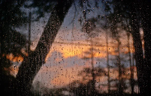 Picture glass, water, drops, window, after the rain