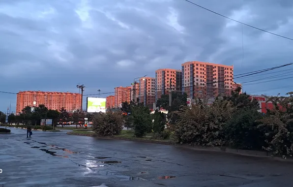 Clouds, rain, the evening, puddles, Anapa