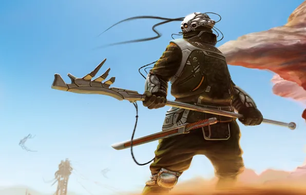 Picture sand, weapons, the wind, wire, sword, warrior, art, helmet