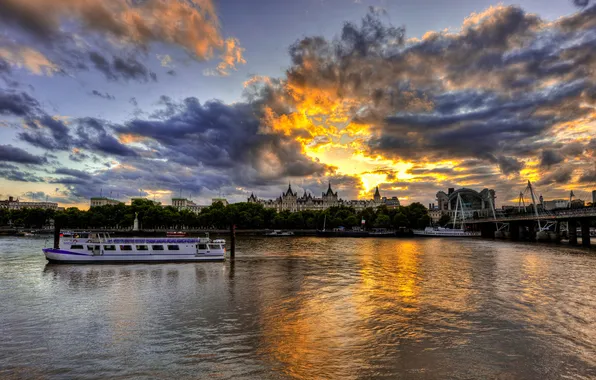 Sunset, England, London, sunset, London, England, Thames, River
