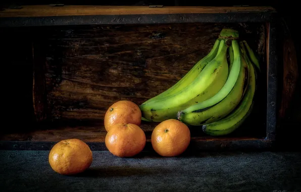 Bananas, fruit, tangerines