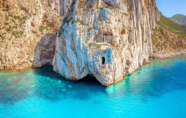 Picture Italy, Italy, Sardinia, turquoise sea, Sardinia, The Rocky building, Cliff Building, Porto Flavia