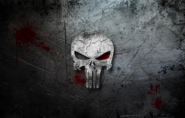 The Punisher logo Wallpaper 4K, White background