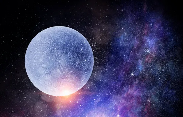 Space, universe, moon, sky, nature, night, moonlight