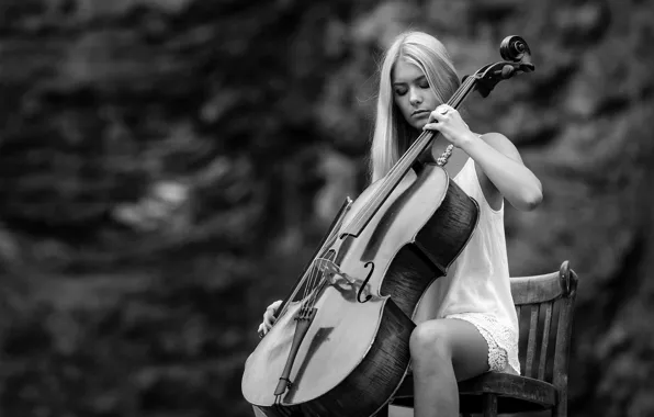 Picture girl, music, cello