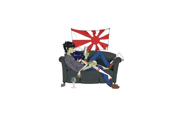 Picture music, background, group, flag, Gorillaz, Noodle, Gorillaz, Readers.