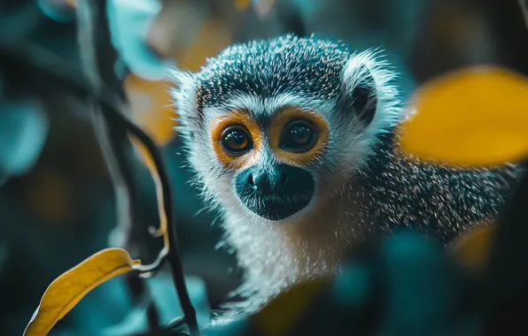 Look, portrait, monkey, face, cub, monkey, monkey, AI art