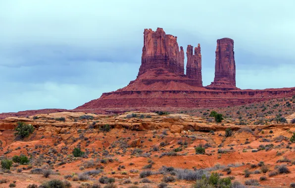 The sky, nature, stones, vegetation, desert, structure, USA, America