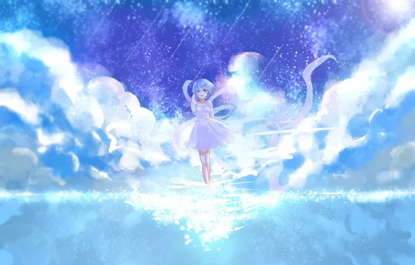 The sky, water, girl, art, Rem, Re:Zero kara hajime chip isek or Seikatsu
