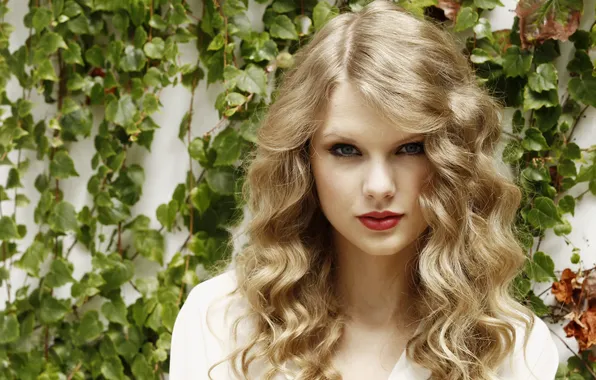 Picture plants, blonde, Taylor Swift, green background