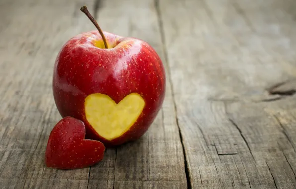 Background, red, Wallpaper, mood, heart, apple, Apple, fruit