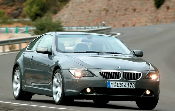 Road, grey, speed, turn, BMW, highway, BMW, E63