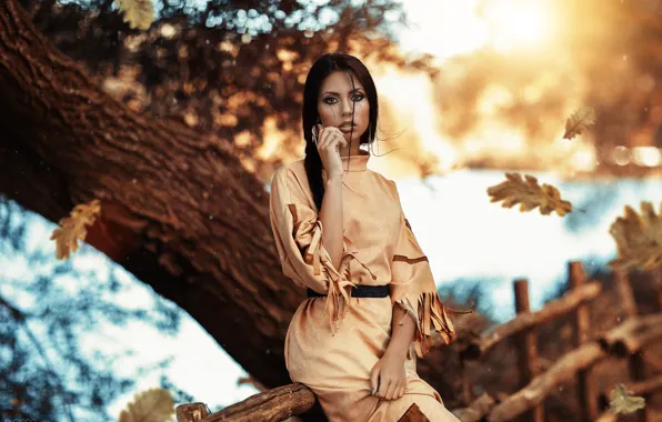 Autumn, look, girl, foliage, Pocahontas, Alessandro Di Cicco