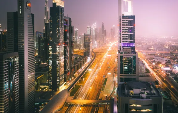 Picture lights, street, the evening, Dubai, UAE