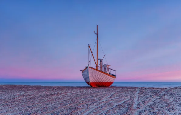 Wallpaper sea, beach, dawn, coast, morning, Denmark, Barkas, Denmark ...