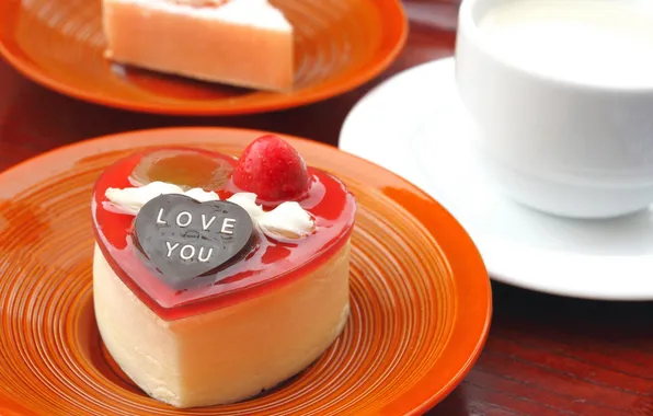 Picture PLATE, HEART, MACRO, LOVE, CAKE, CUP, SAUCER, SWEET