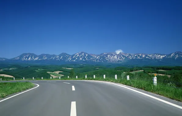 Mountains, hills, Road