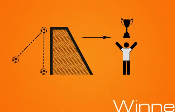 Football, victory, the ball, minimalism, gate, Cup, soccer, footbal