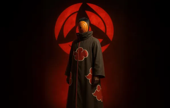 Emblem, in the mask, akatsuki, sharingan, black cloak, Tobi, Naruto shippuuden, Naruto Ultimate Ninja Storm