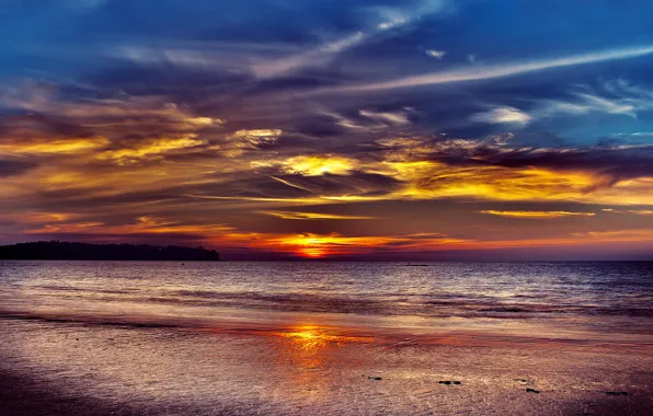 Picture sea, sunset, thailand