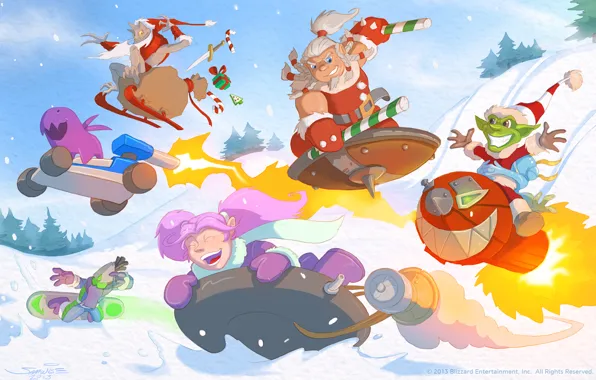 Snow, new year, Rocket, World of Warcraft, dwarf, Troll