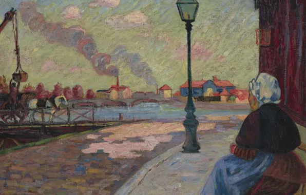 Picture river, street, picture, lantern, the urban landscape, Arman Hyomin, Armand Guillaumin, The Seine at Charenton