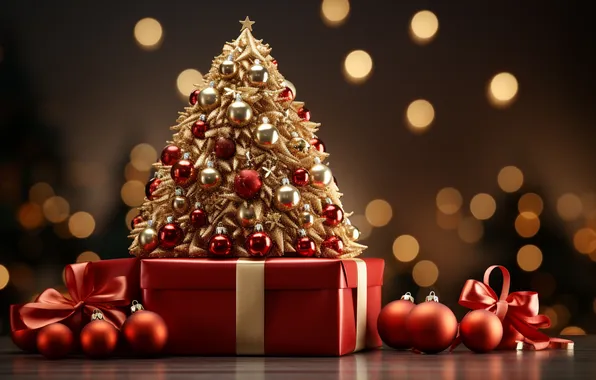 Tree, Christmas, gifts, New year, Christmas, tree, decoration, gift boxes