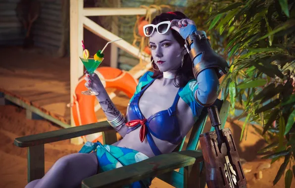 Picture girl, Blizzard, beautiful, model, cosplay, gorgeous, Overwatch, Widowmaker