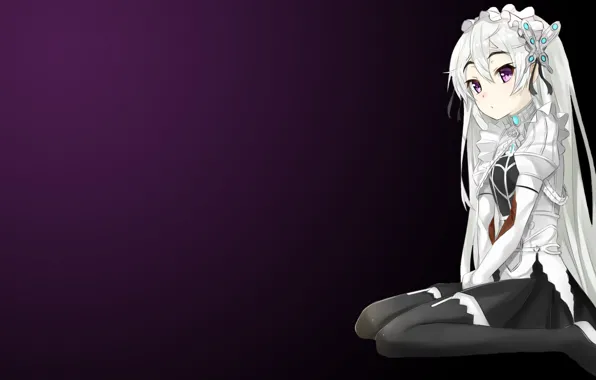 Picture girl, background, sitting, barrette, Chaika the coffin, chaika trabant, hitsugi no chaika