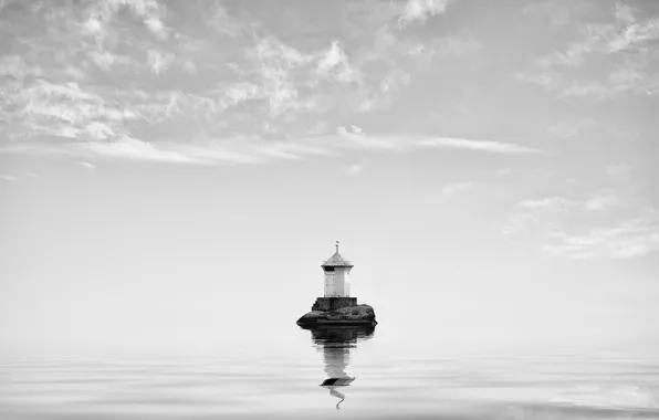 Water, reflection, lighthouse, island, water, island, reflection, lighthouse