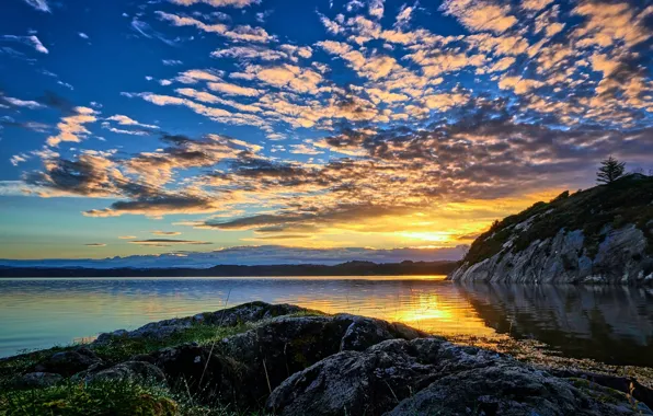 Picture sea, the sky, clouds, rocks, Norway, Bay, Norway, Rogaland