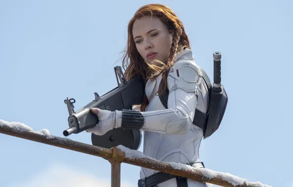 Weapons, frame, Scarlett Johansson, costume, red, Scarlett Johansson, beauty, comic
