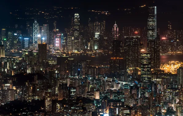 Night, the city, Hong Kong