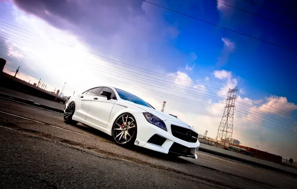 Picture Mercedes-Benz, The sky, Auto, Wire, Tuning, Mercedes, Machine
