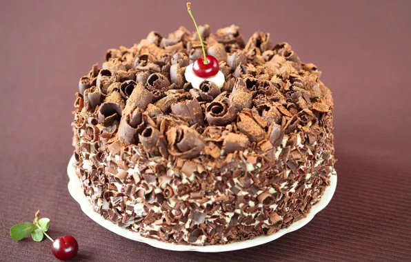 Picture chocolate, cake, cherry, cream