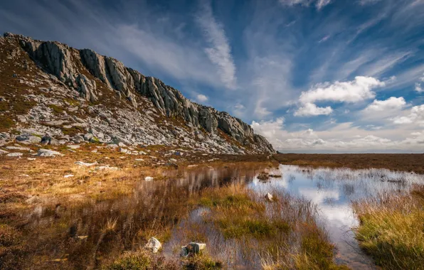 The sky, water, rocks, Wales