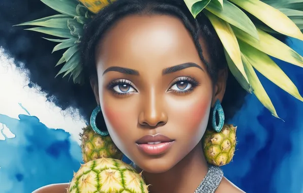 Girl, blue, yellow, green, green, woman, figure, beauty