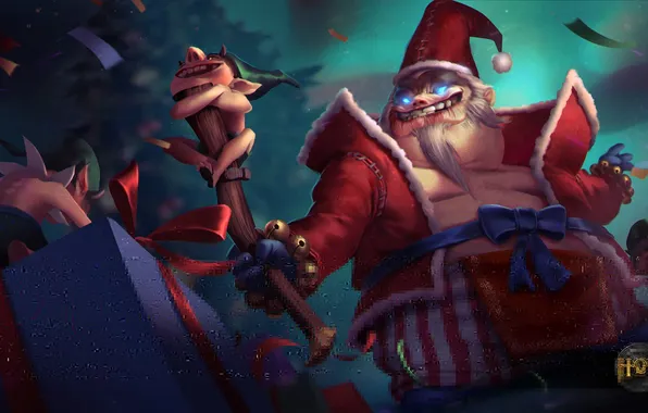 Picture holiday, gift, new year, rod, Heroes of Newerth, King, Bad Santa, King Klaus