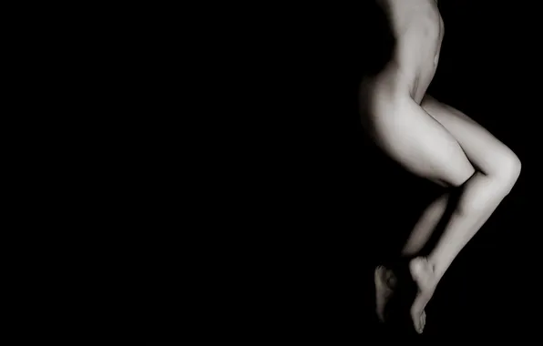 Feet, black, body, minimalism, curves, black and white
