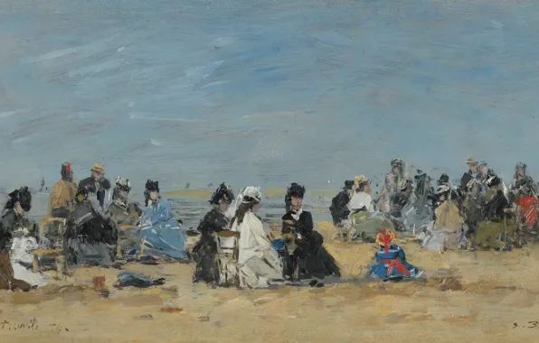 People, picture, genre, Eugene Boudin, Eugene Boudin, Trouville. The scene on the Beach