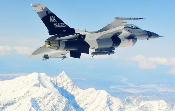 Mountains, fighter, flight, F-16, Fighting Falcon, multipurpose, "Fighting Falcon"