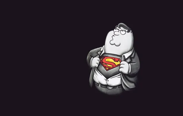 The dark background, superman, Family guy, Superman, Family Guy, Peter Griffin