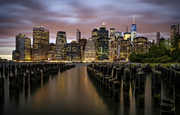 Night, the city, lights, new York, USA, Manhattan