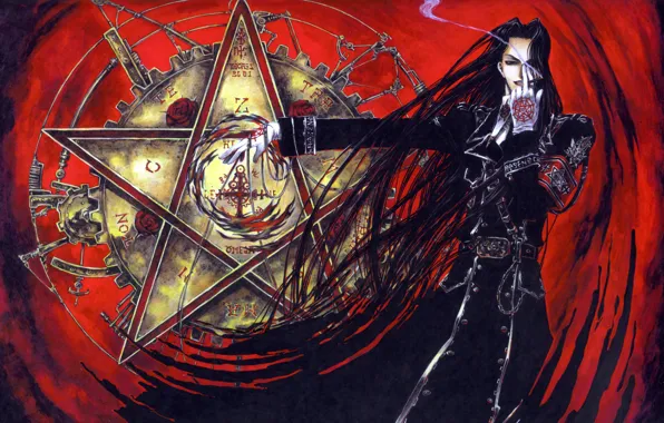 Blood, mystic, elected, spell, pentagram, military uniform, Trinity Blood, the black knight