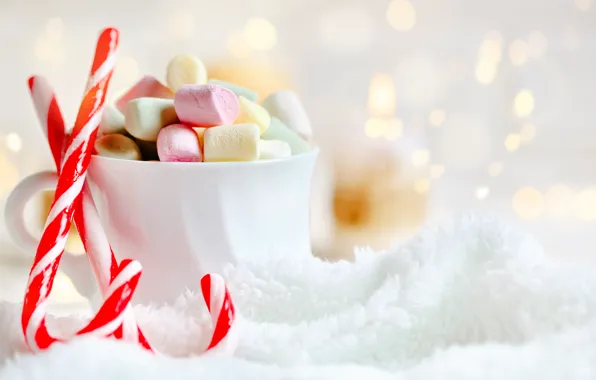 Decoration, New Year, Christmas, mug, lollipops, cocoa, candy, marshmallow