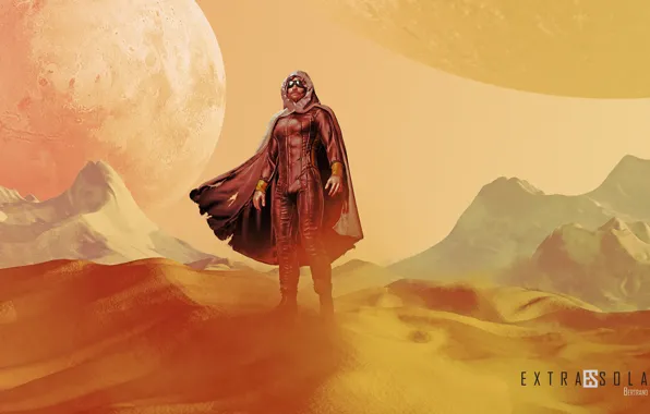 Picture planet, bertrand dune, costume, man, sand