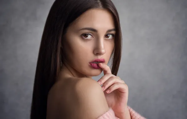 Girl, face, portrait, shoulders, Eugene Sibirev