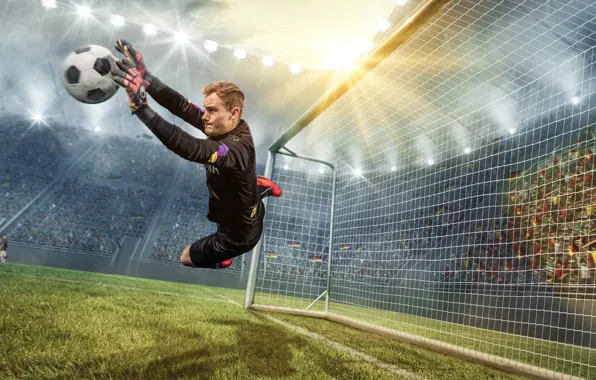 Picture photo, The ball, Sport, Jump, Football, Male, Goalkeeper