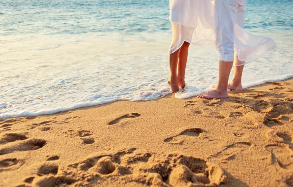 Sand, sea, beach, love, pair, love, happy, people